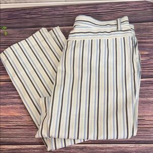 Escada Women’s Chinos in Black Blue White Stripes Straight Leg Golf Embroidery